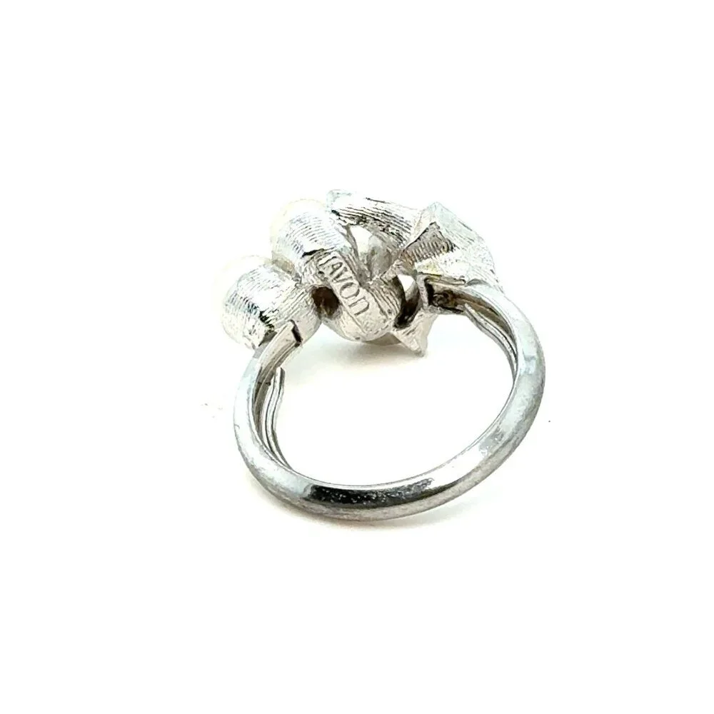 Avon‎ White Pearls Silver Plated Band Ring
